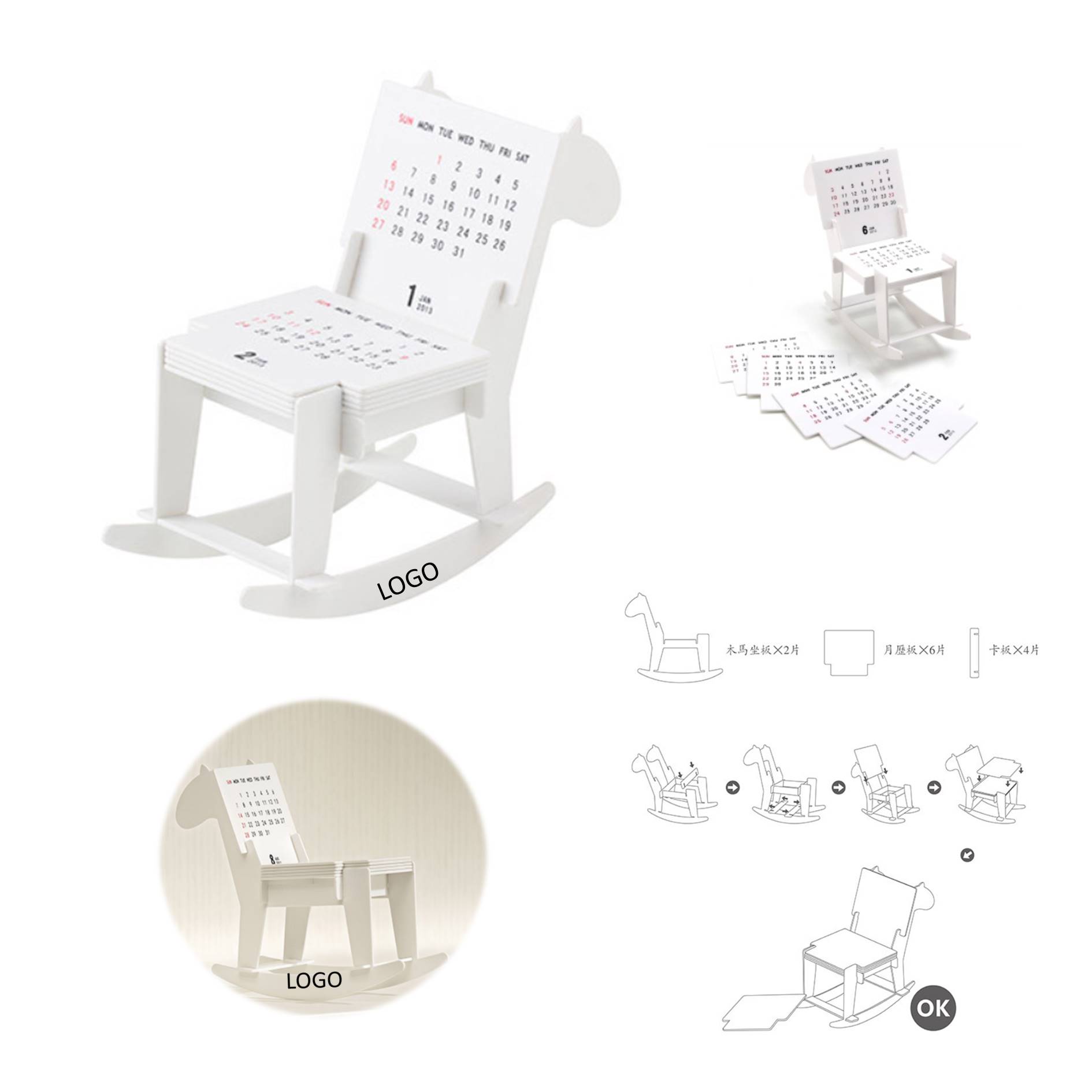 Plastic Horse Shape DIY Desk Calendar Gifts 2