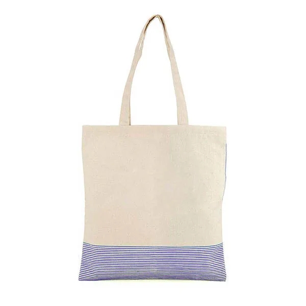 Striped Cotton Tote Bag w/ Side Pocket -14.88"w x 15.5"h, custom tote bag with logo imprint 4
