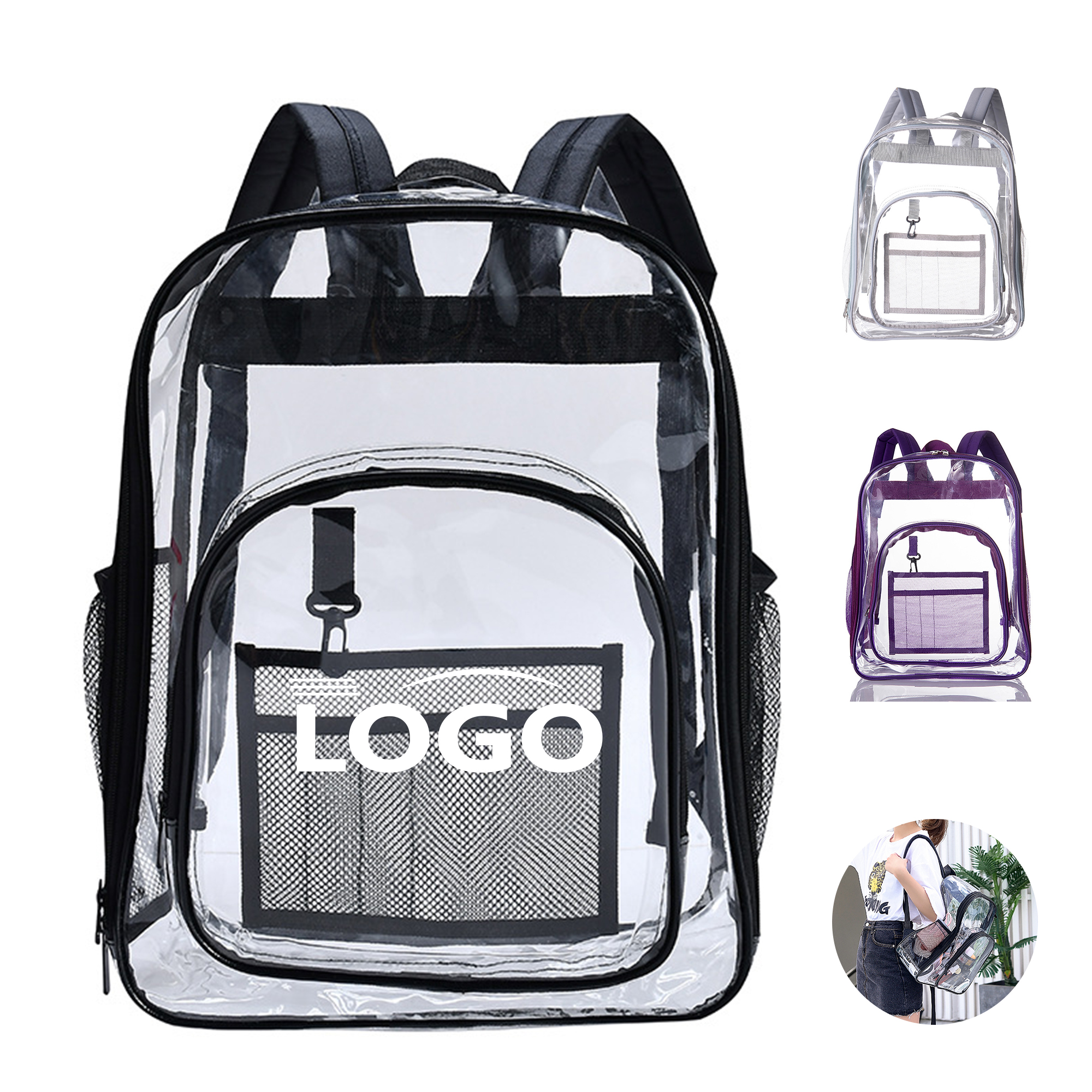 Transparent Waterproof PVC Backpack for Students & Travel 3