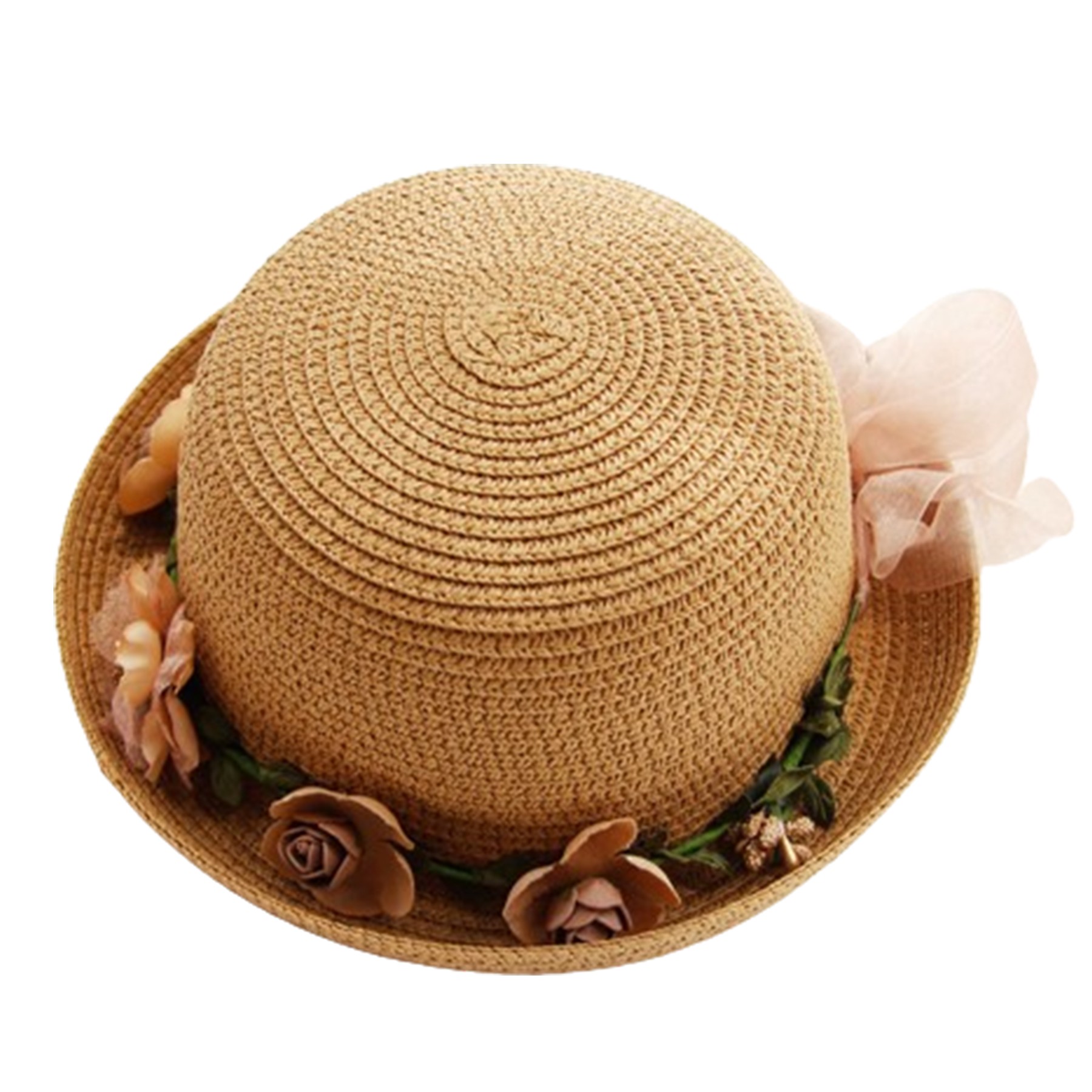 Women'S Dome Flowers Sun Protective Straw Hat 5