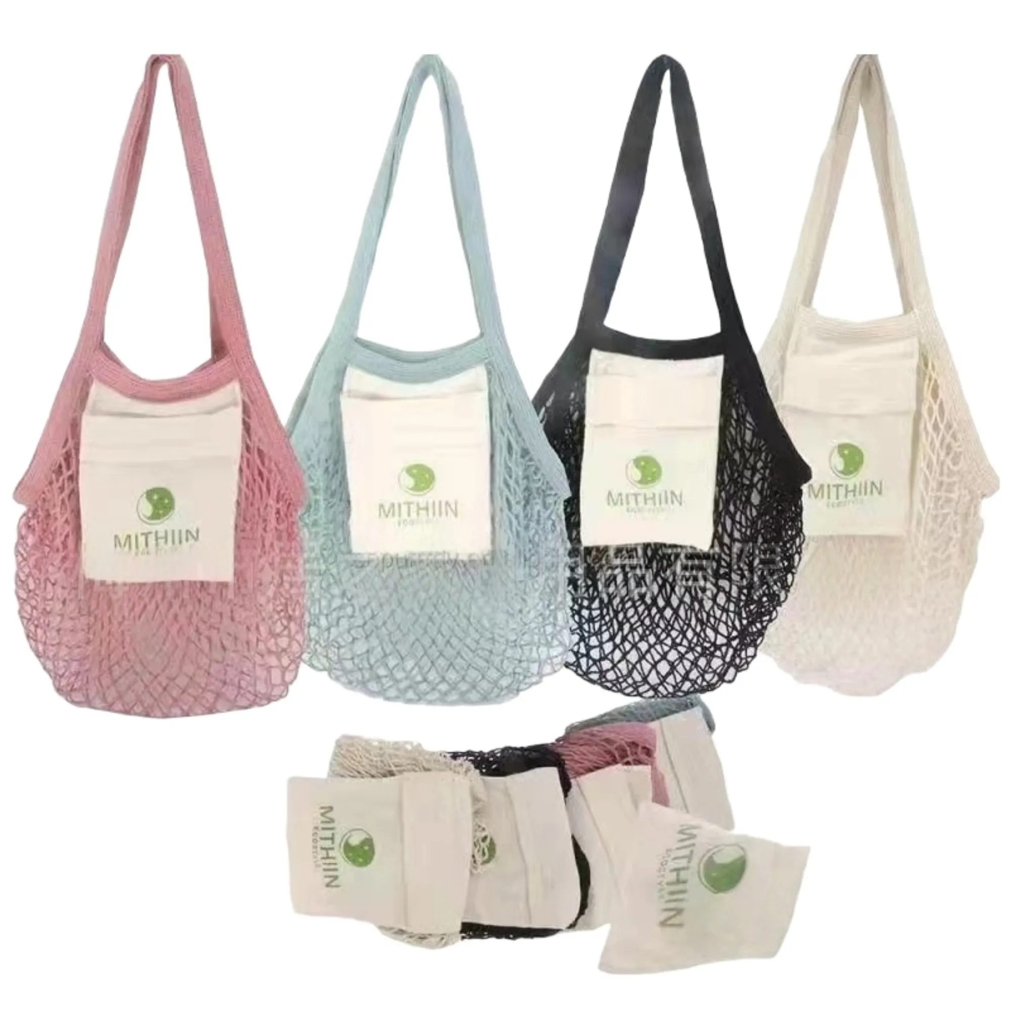 Cotton Net Shopping Tote Bag Portable, custom tote bag with logo imprint 4