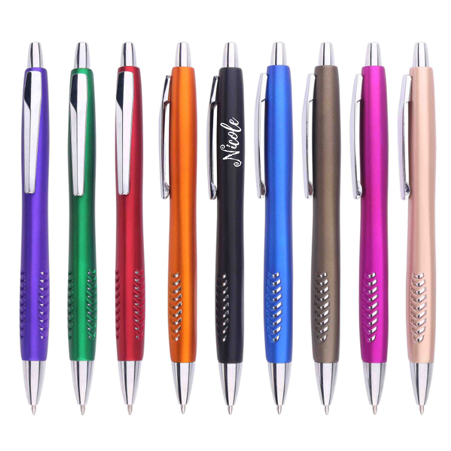 Metallic Color Retractable Plastic Ballpoint Pen 2
