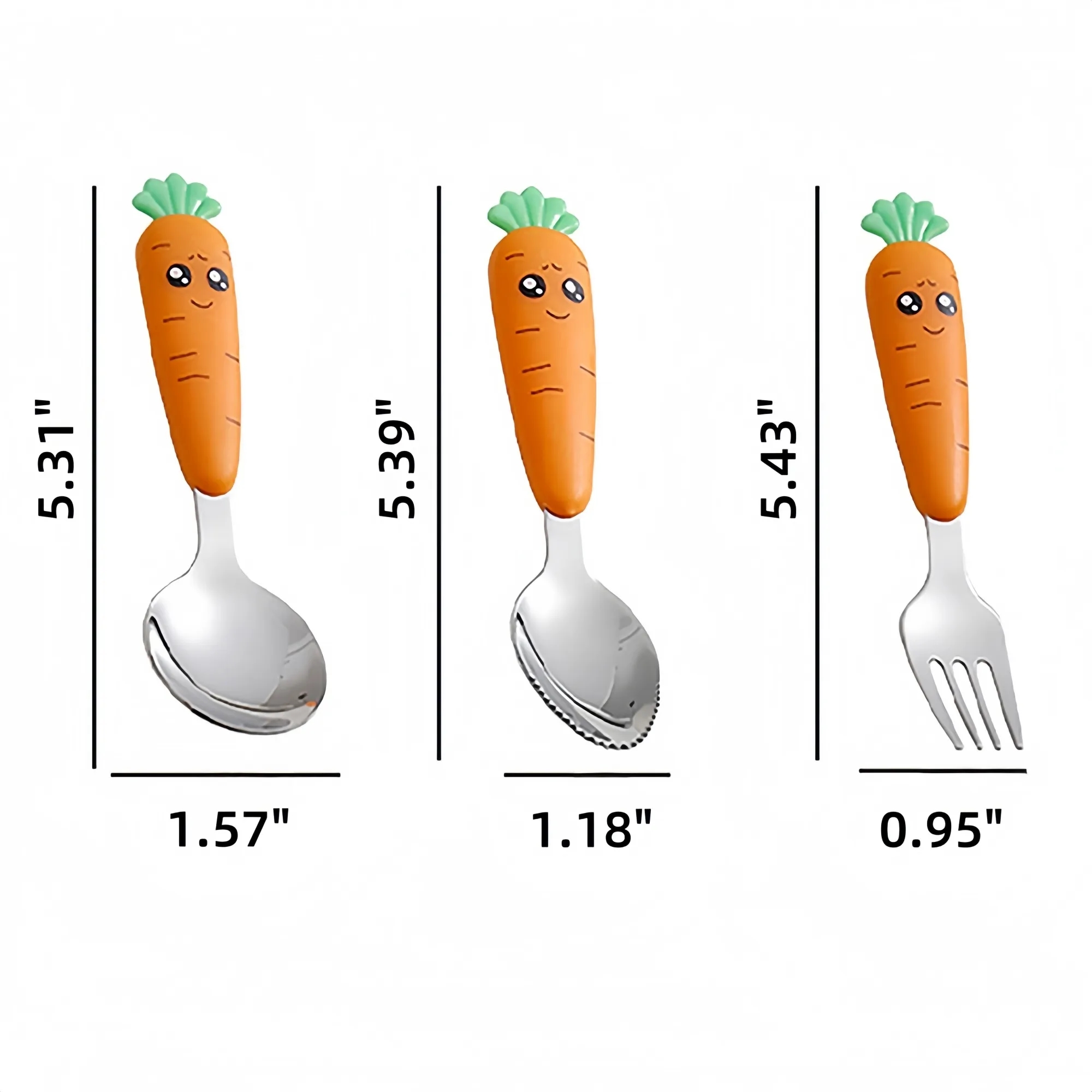 Cute Radish-Shaped Baby Stainless Steel Flatware Set 2