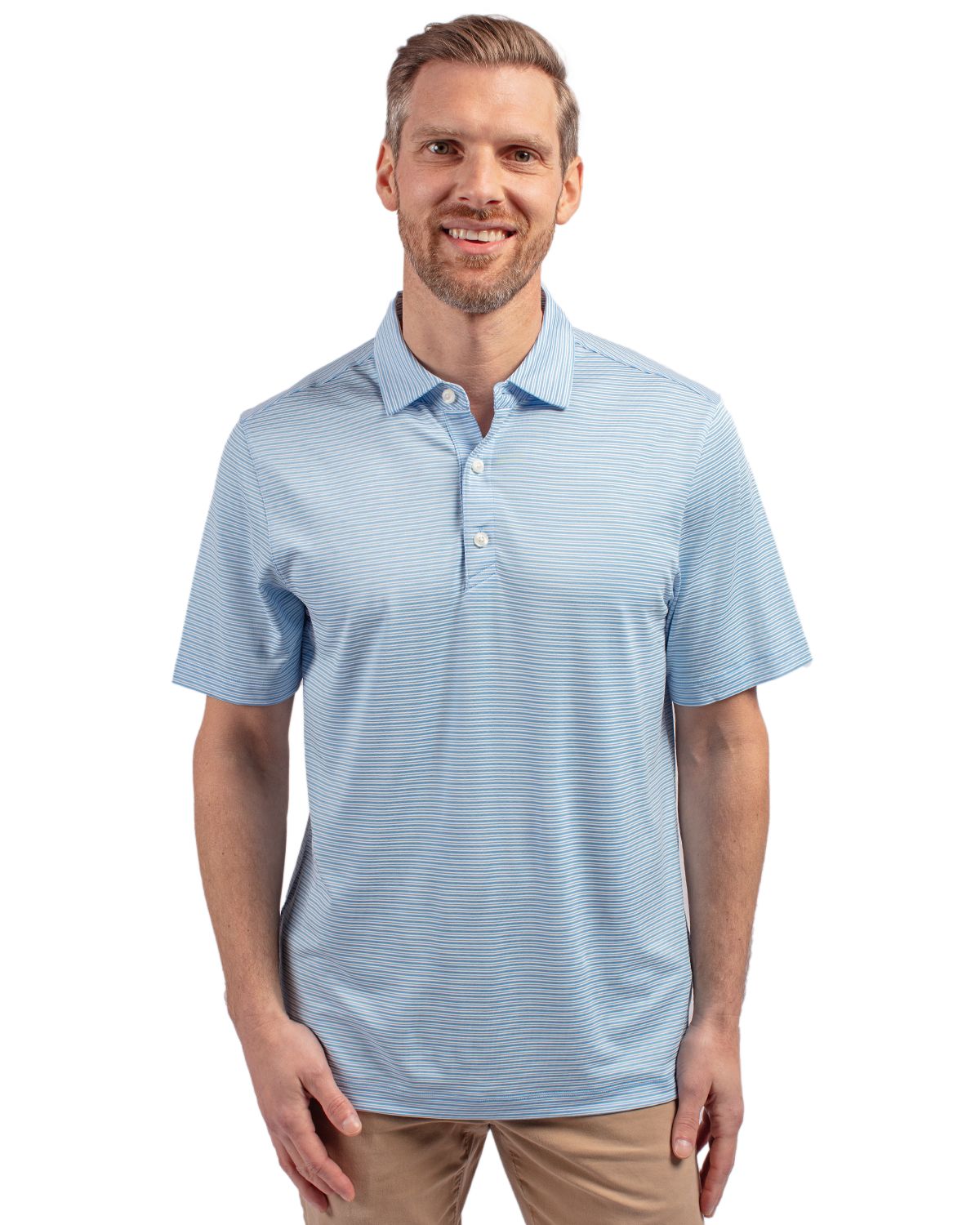 Forge Eco Double Stripe Stretch Recycled Mens Polo