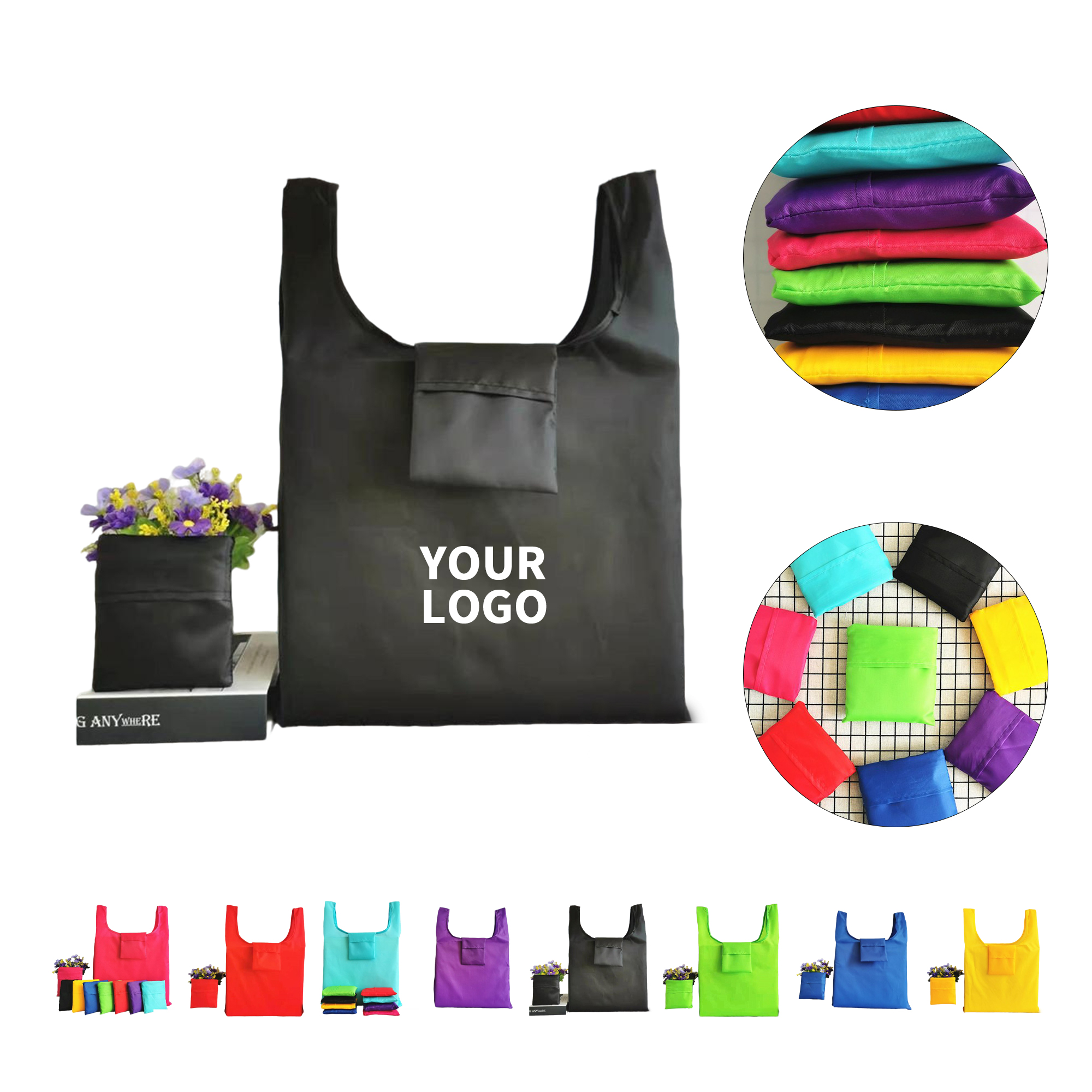 Foldable Waterproof Shopping Bag, custom tote bag with logo imprint 4