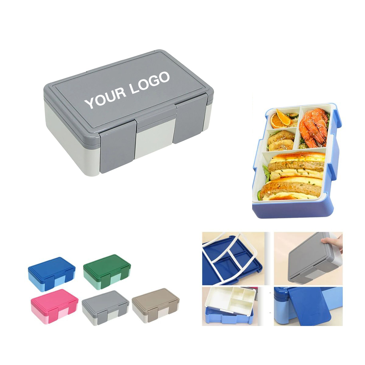 Meal Prep Lunch Box with Dividers and Cutlery 4