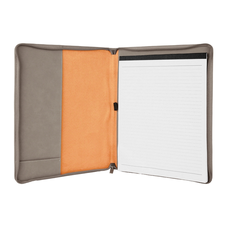 9" x 12" Leatherette Gray Portfolio with Zipper 6
