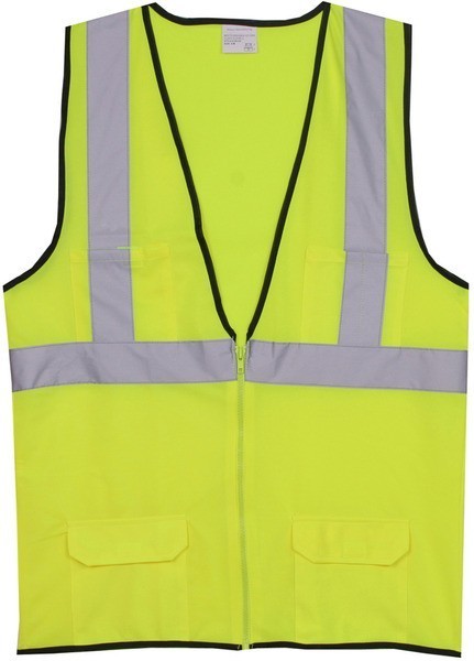 Polyester Yellow Solid Zipper Safety Vest SV176 2