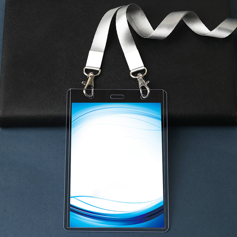 Double Hook Enlarged Transparent ID Card Badge Holder with Lanyard 3