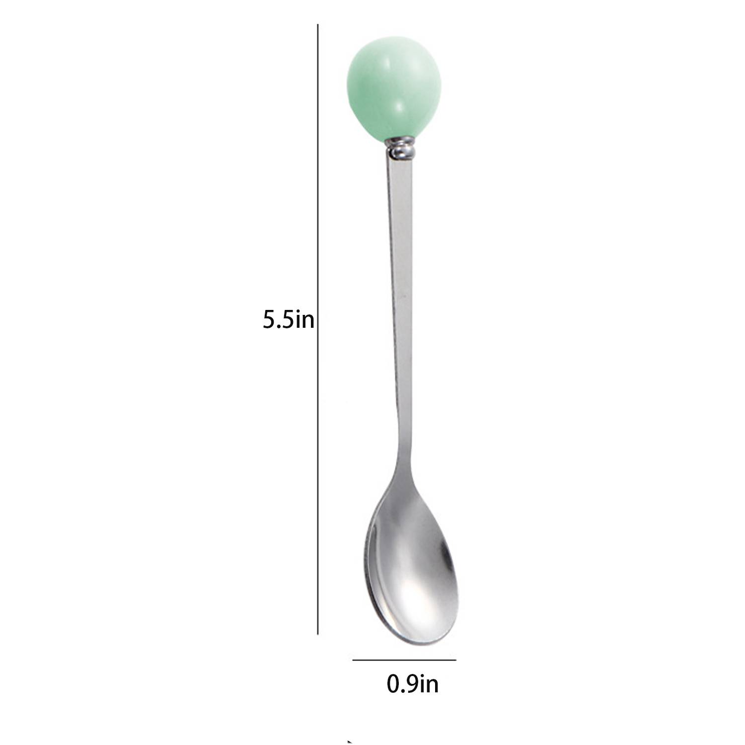 Stainless Steel Tea Coffee Dessert Ceramic Ball Spoon 5
