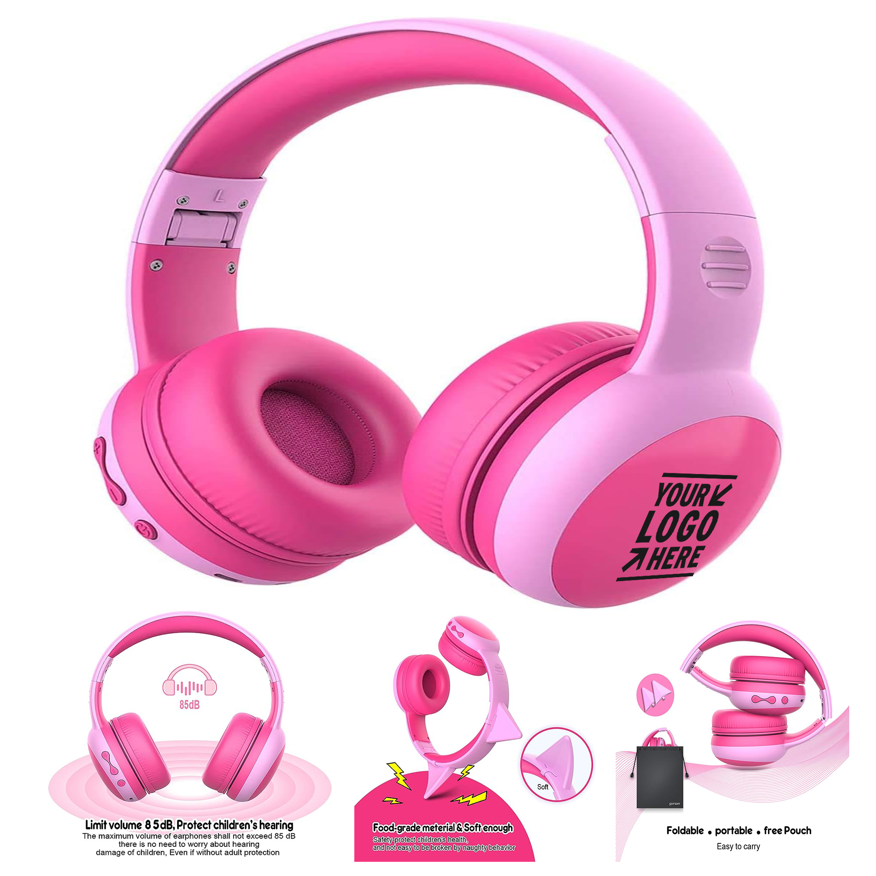 85dB Volume Limited Hearing Protection Children Wireless Headset Microphone Bluetooth Kid Headphone
