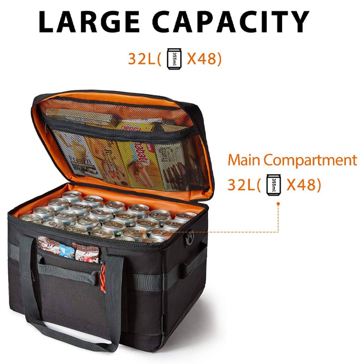 32L Portable Foldable Oxford Insulated Cooler Bag w/ Handle 5