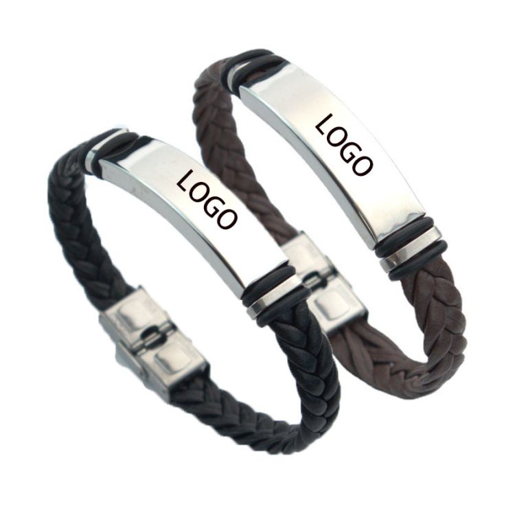 Custom Stainless Steel Leather Bracelet 1