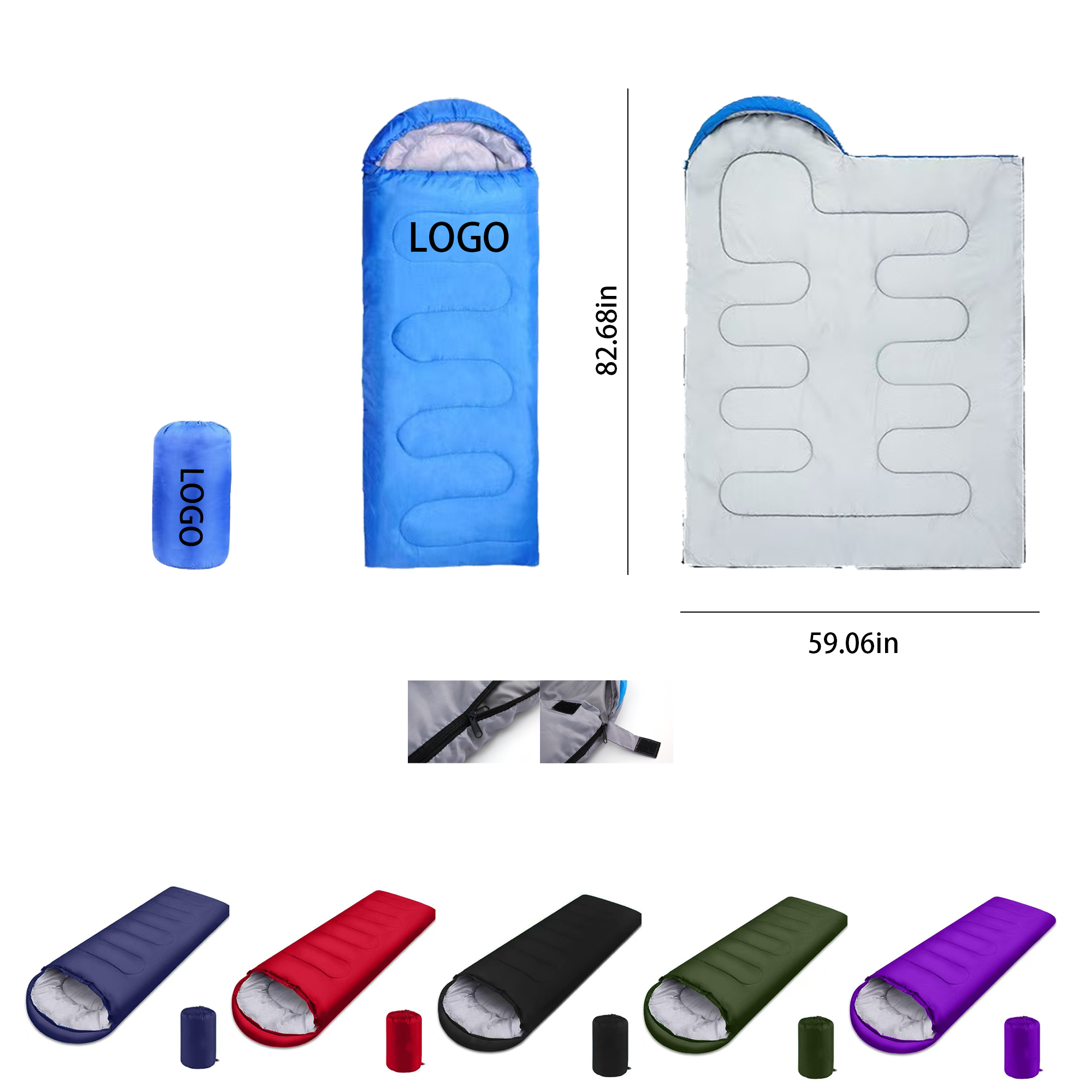 Polyester Warm Adult Camping Envelope Bag 2