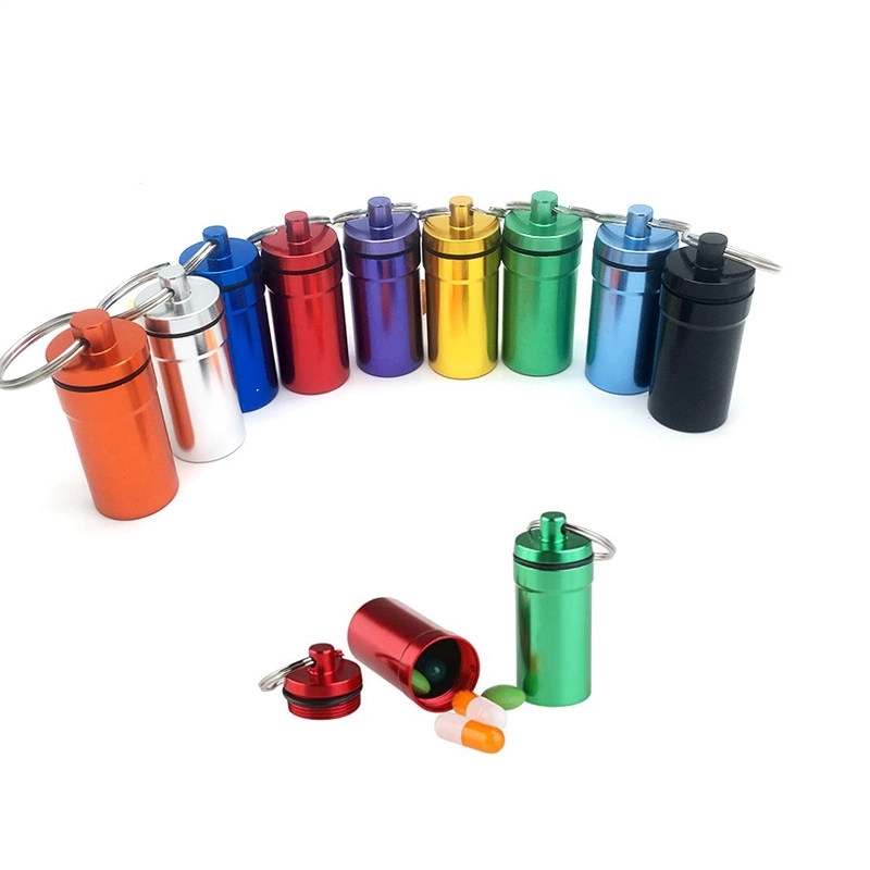 Waterproof Aluminum Pill Holder Keychain Container 1