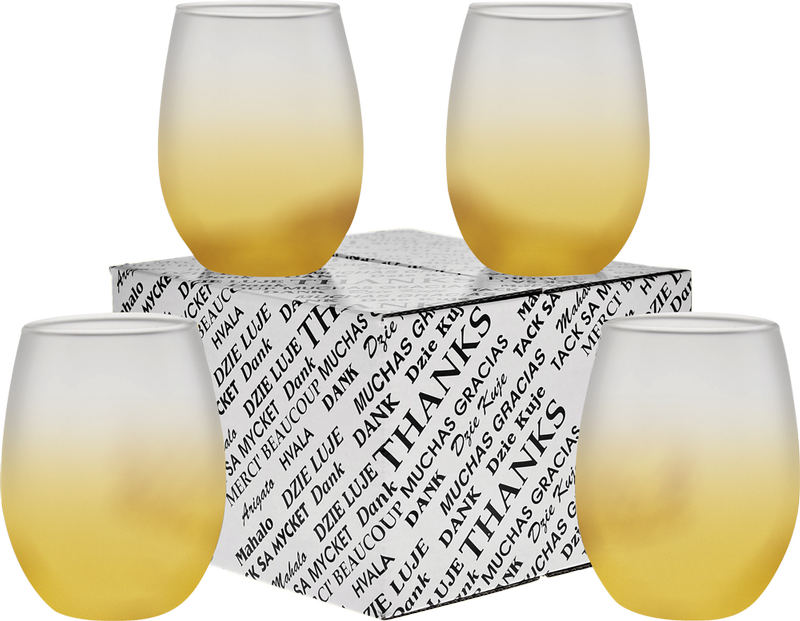 15 oz. Stemless Wine Glass Thank You Set 3