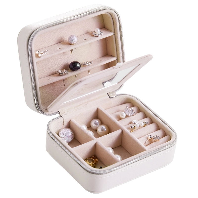 Portable Travel 2-Layer Jewelry Organizer Box with Mirror 7