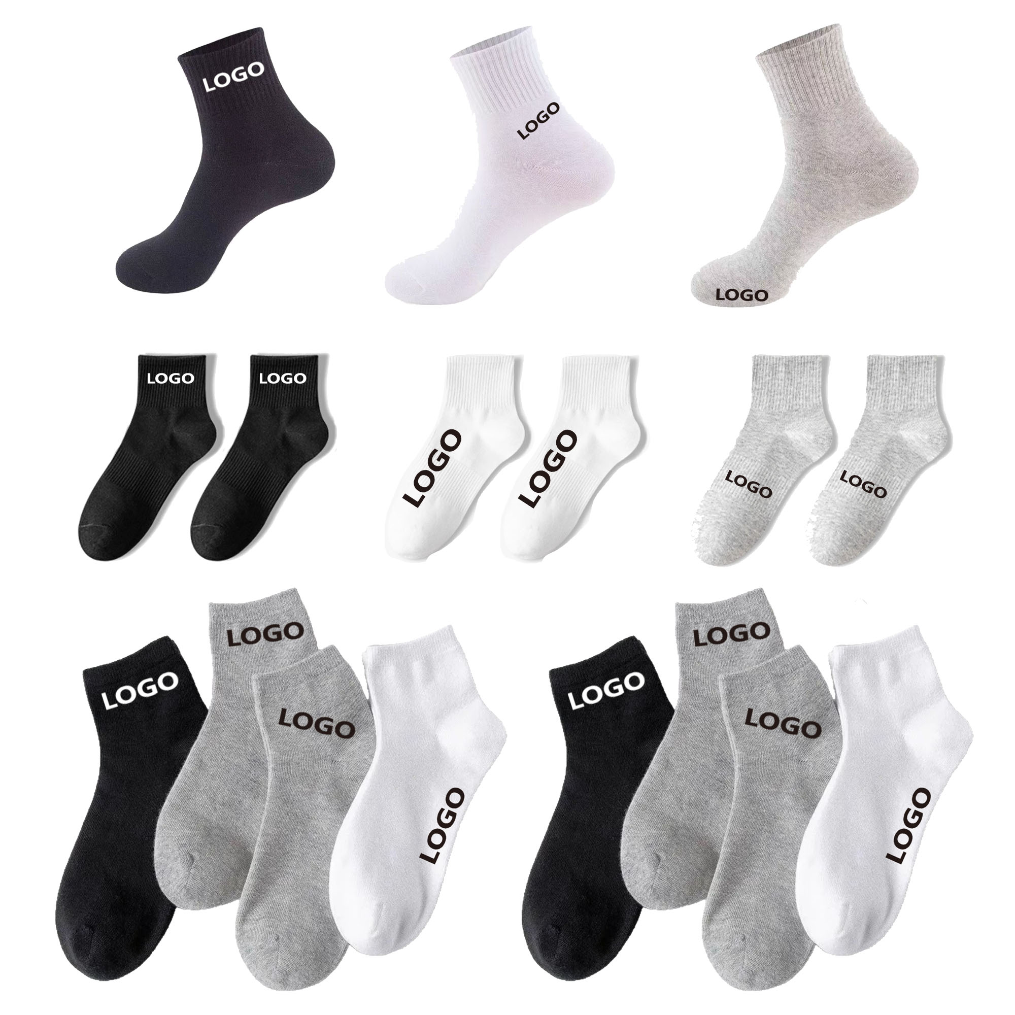 MOQ100 Mid-Calf Socks - Customizable Embroidered Logos 1