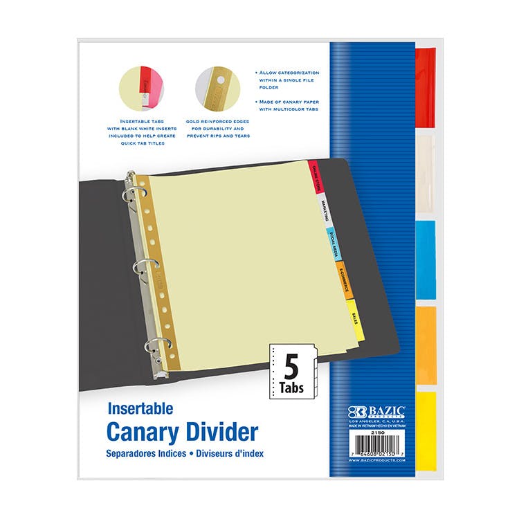 3 Ring Binder Dividers - 5 Color Tabs 1