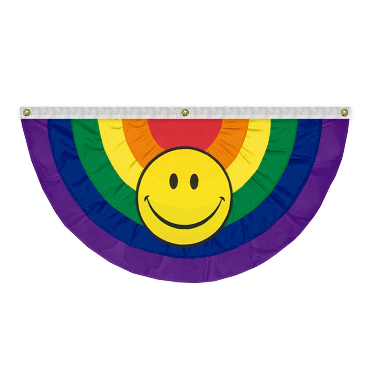 Rainbow with smiley face Pride Pleated Full Fan 1