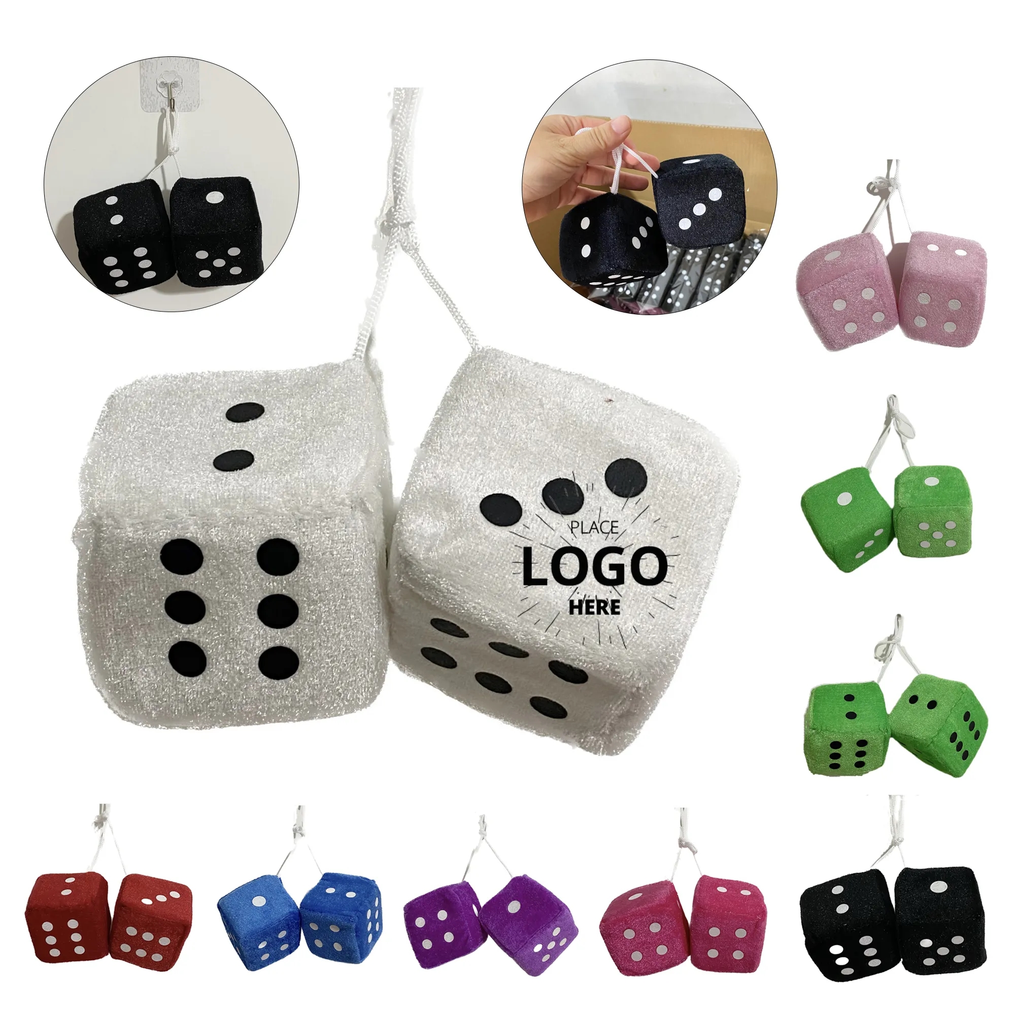 Pair of Plush Dice Car Pendant 2