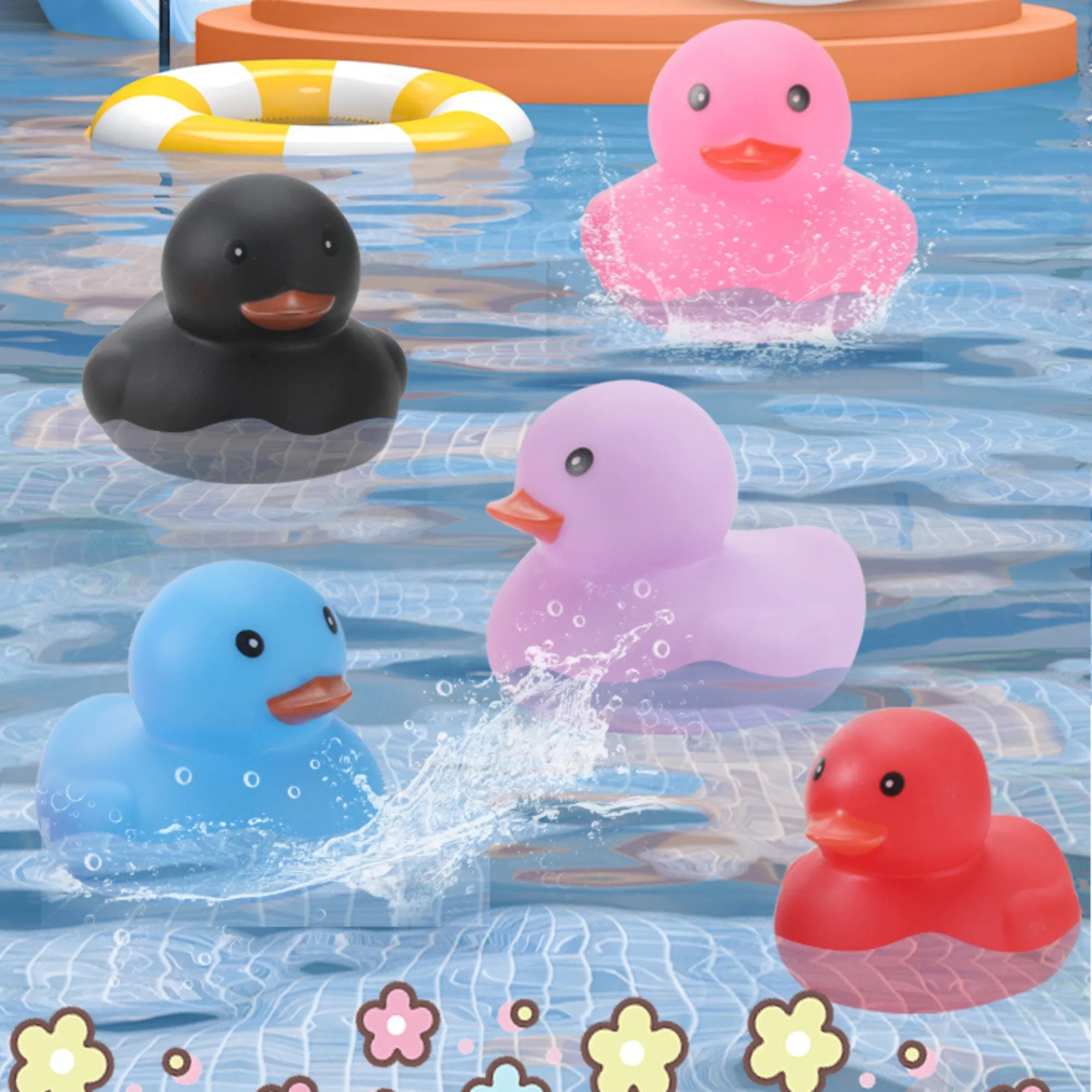 Mini Colorful PVC Squeaky Rubber Duck Bath Toy 3