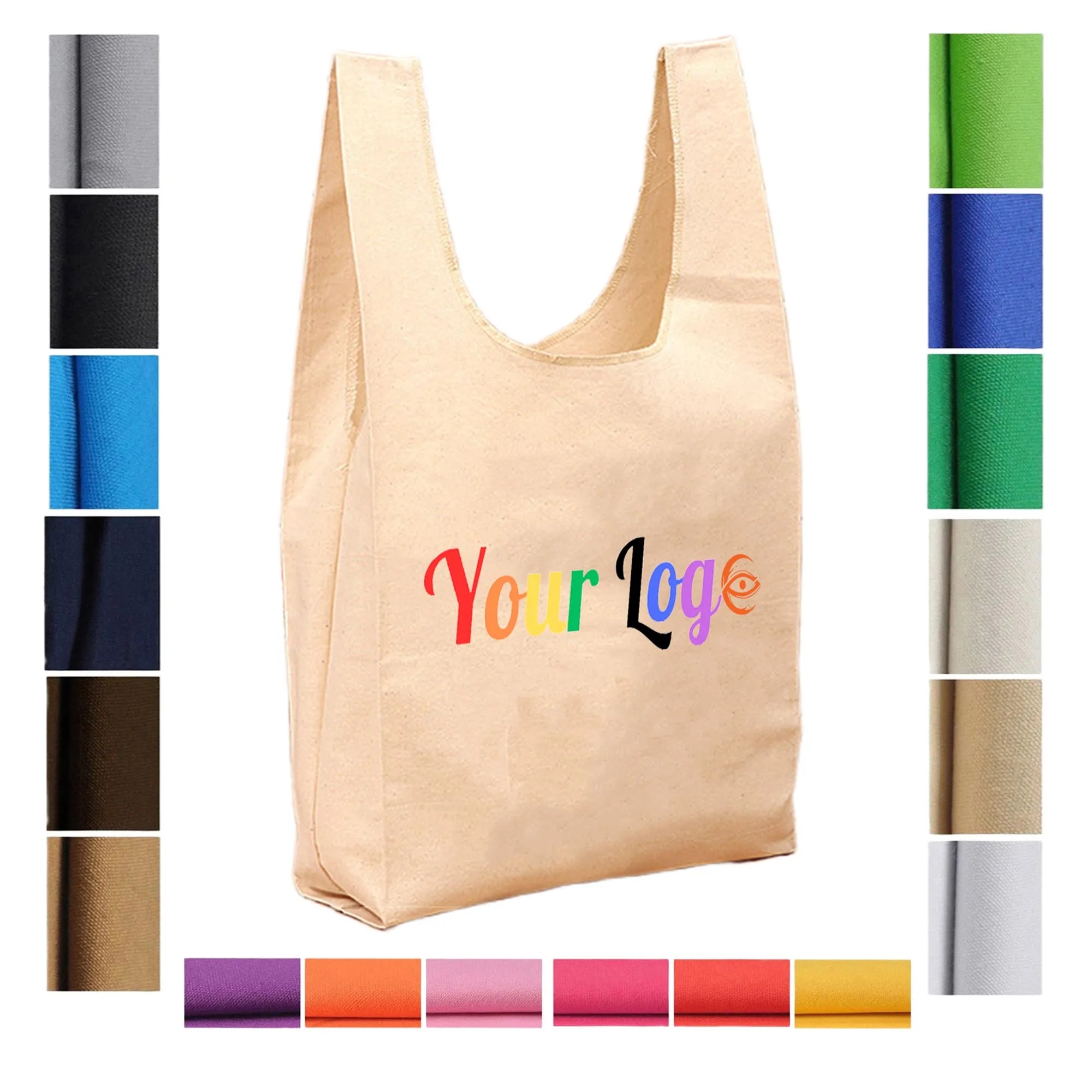 MOQ50 Canvas U-shape Tote Bag, custom tote bag with logo imprint 4