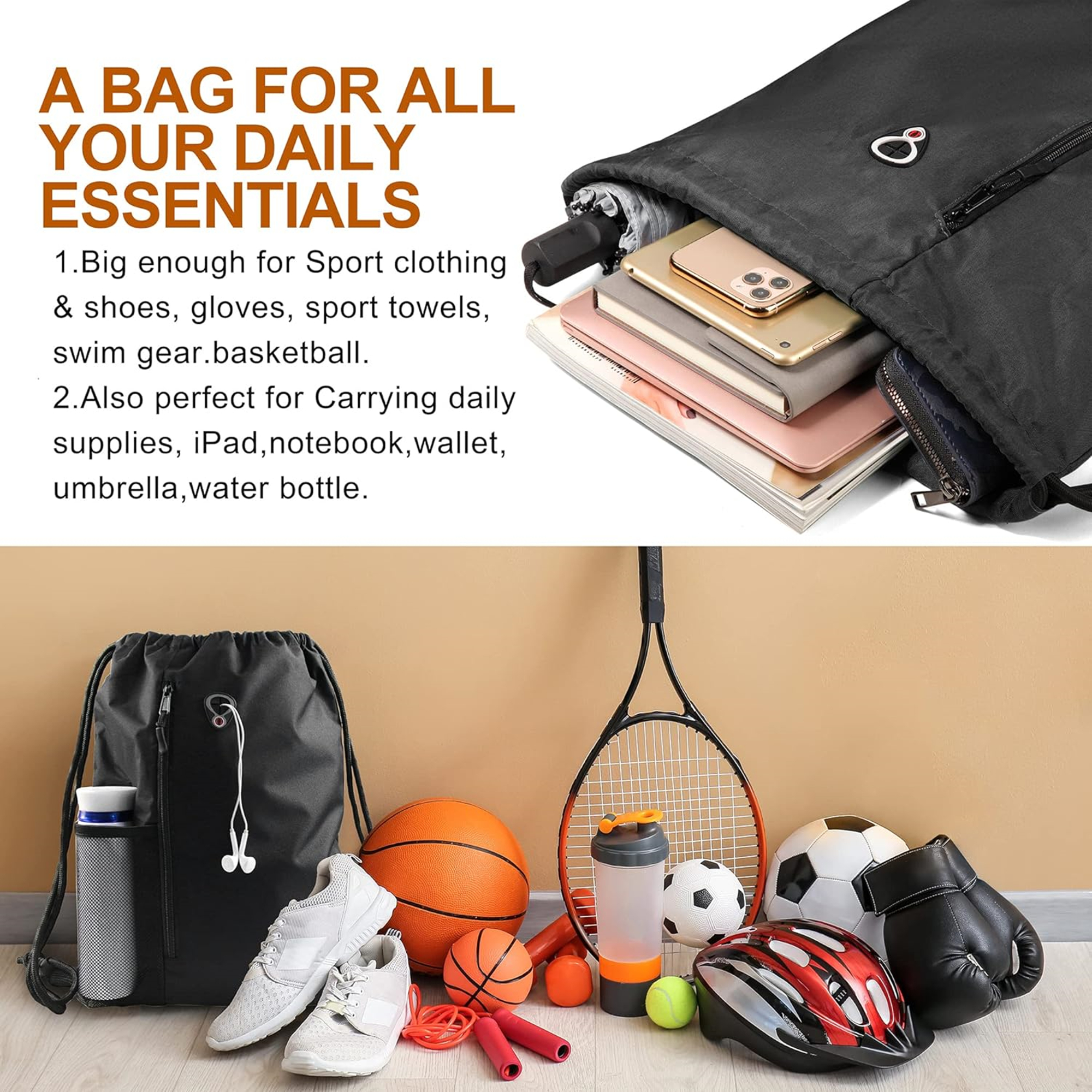 Large Size Drawstring Backpack 2