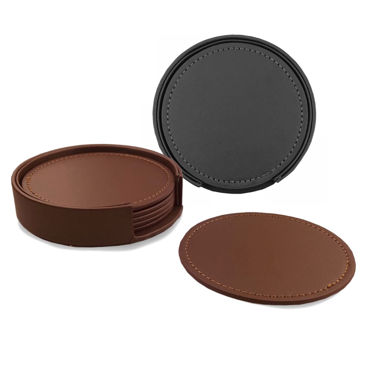 Franklin Leather Coaster Set of 6 3