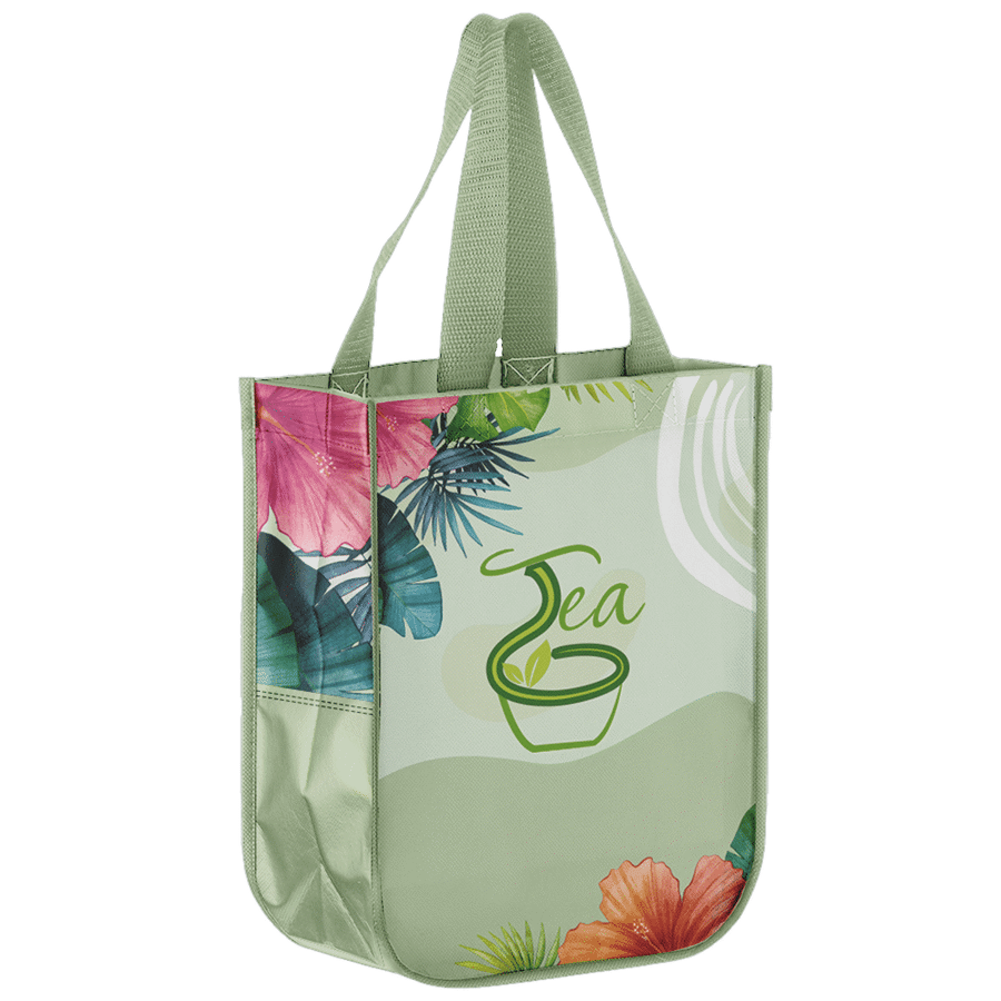 Custom Laminated Lulu Style Shopper Tote Bag - 12" x 9" x 4" 1