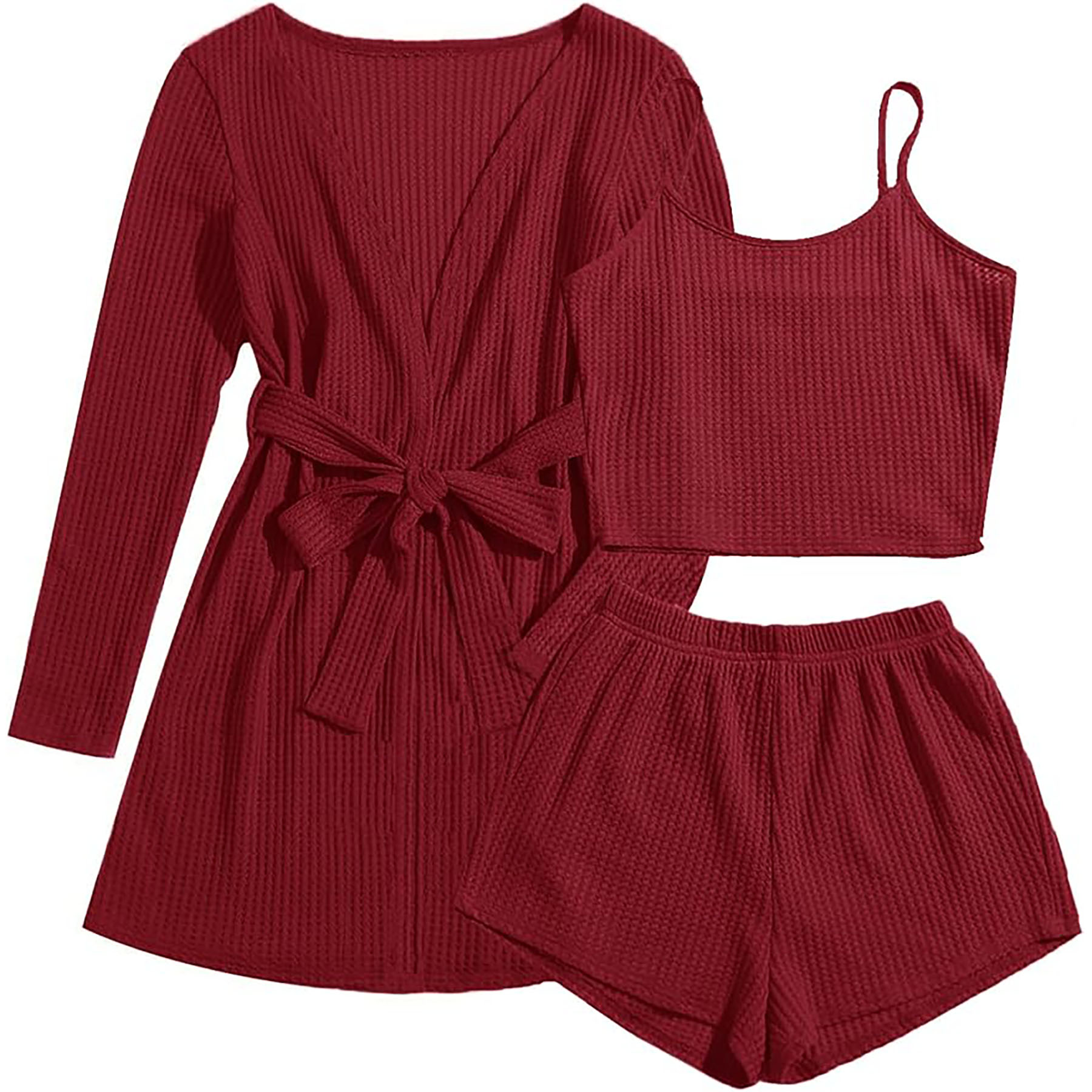  Womens 3 Piece Waffle Knit Pajama 16