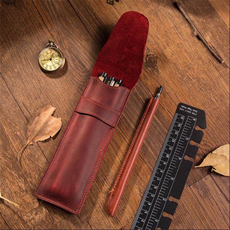 Retro style leather pen bag 5