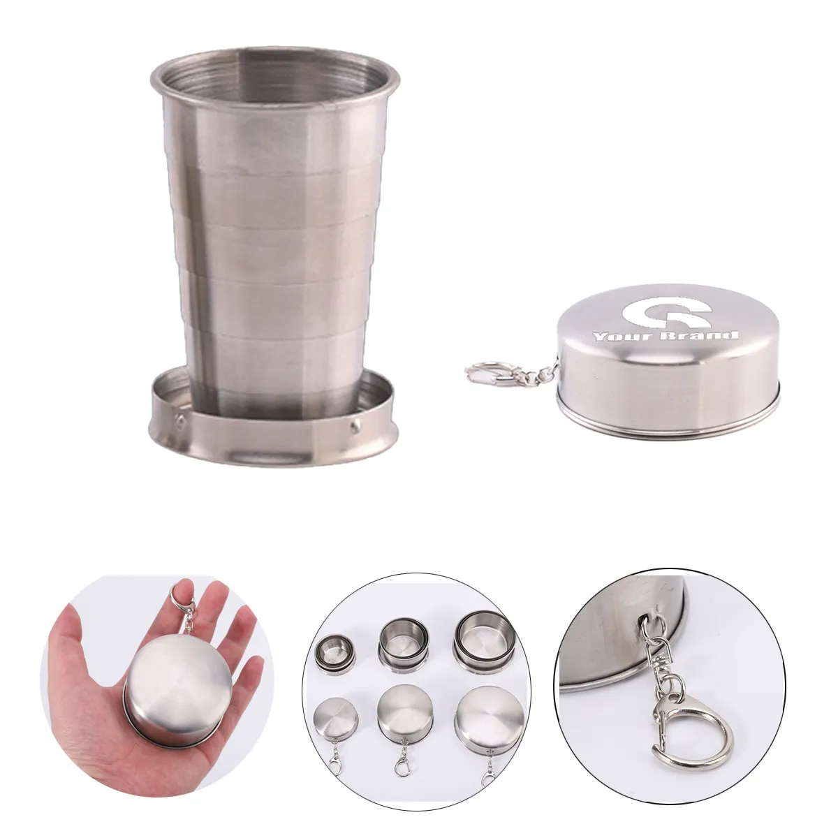 Steel Travel Telescopic Collapsible Shot Glass Pocket Cup 2