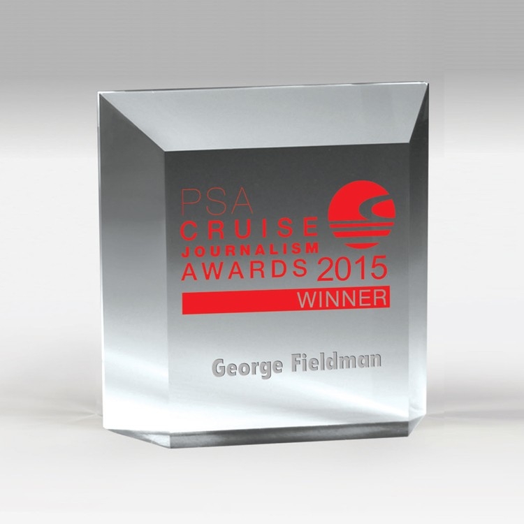 Beveled Elegant Freestanding Award- Screen Print - (5" x 5" x 1 1/4")