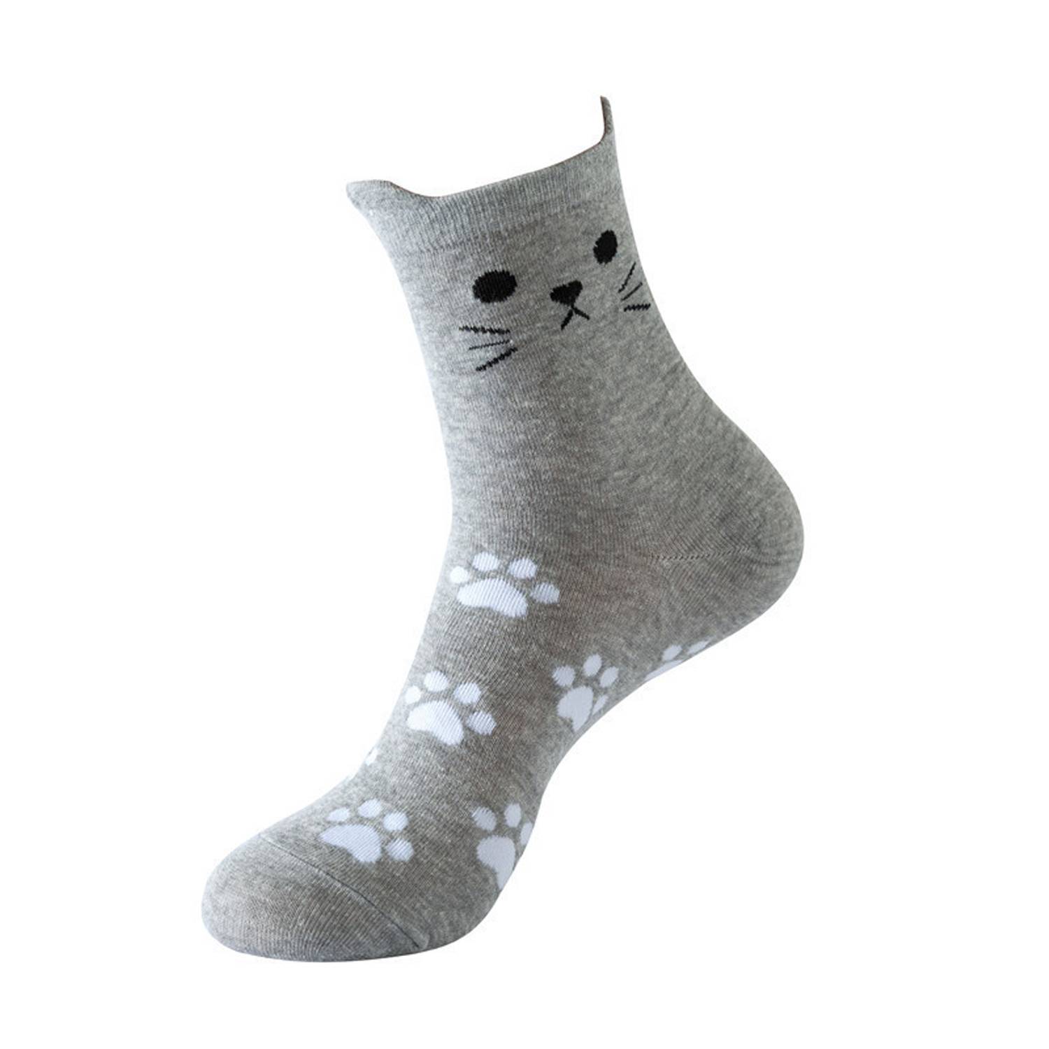Women's Warm Cotton Cat Paw Print Socks 5