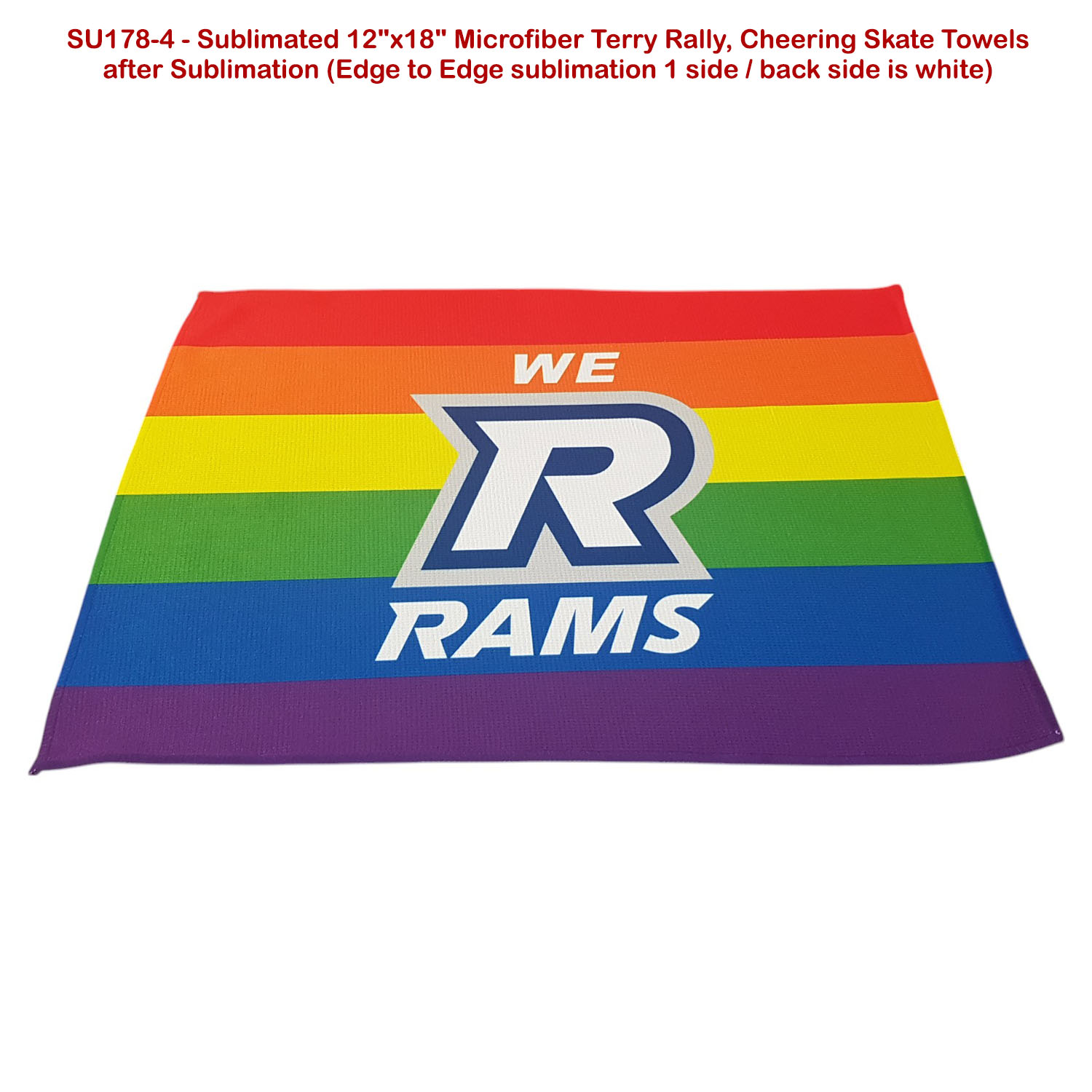 24 Hr Express Ship - Colored Microfiber Dri-Lite Terry Rally, Sports, Skate Towel, 12x18, sublimated 4