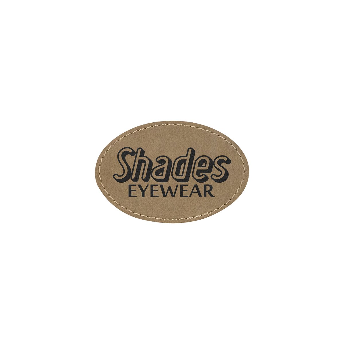 3" x 2" Light Brown Leatherette Oval Patch with Adhesive