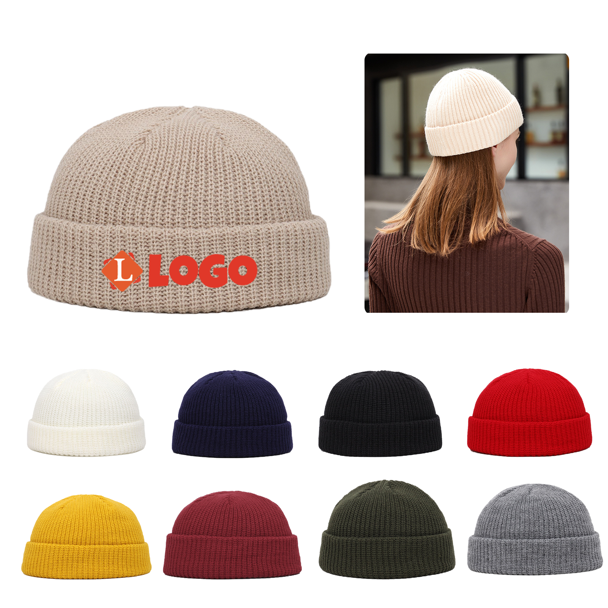 MOQ50 Winter Warm Melon-Shaped Knitted Hat 1