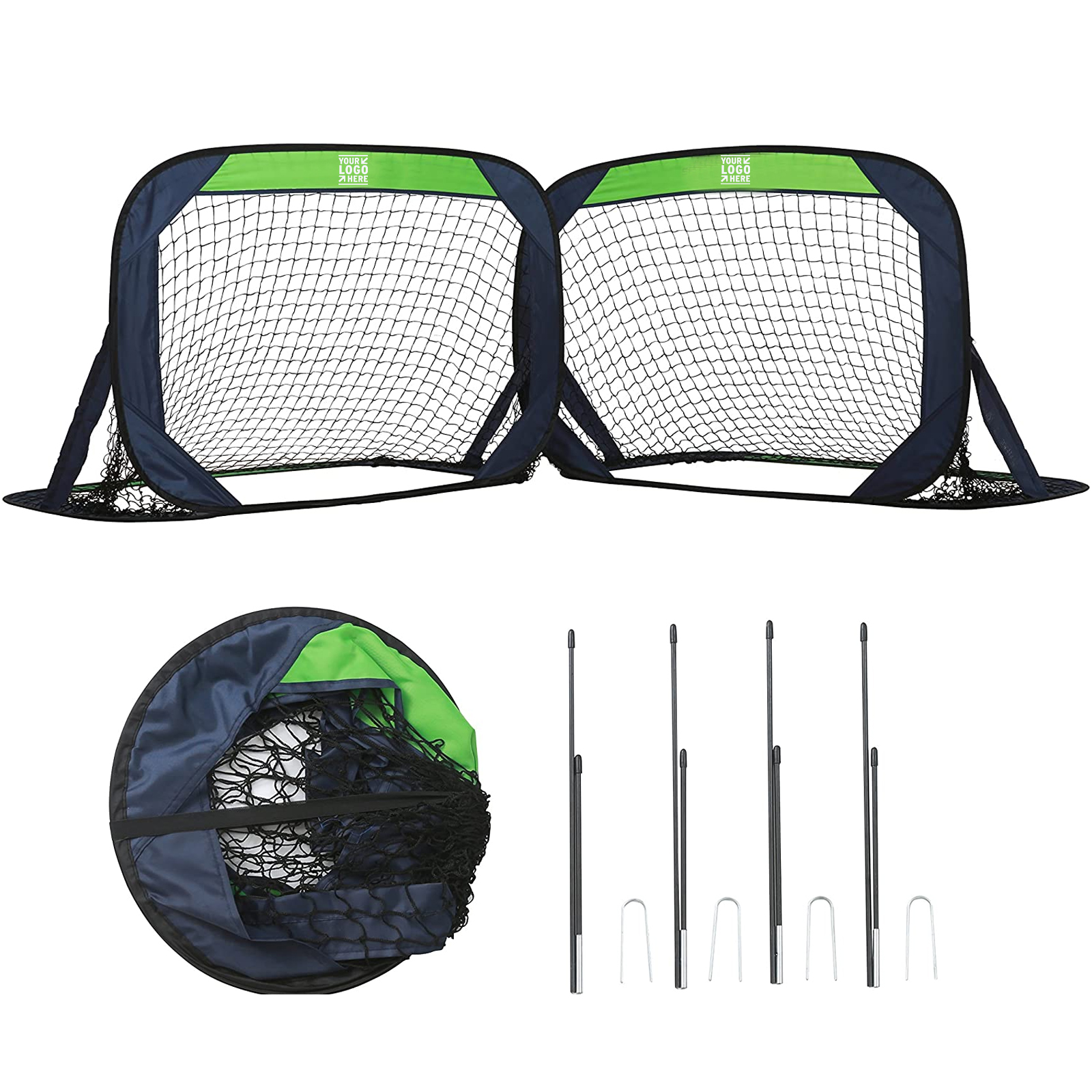 Set of 2 Portable Pop Up Training Soccer Goal Net 1