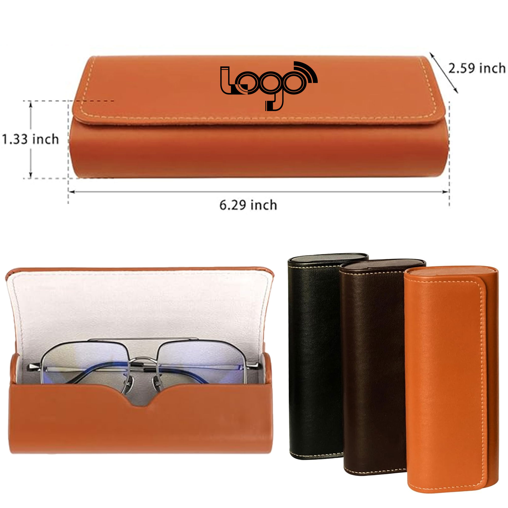Portable PU Leather Hard Shell Eyeglasses Case 2