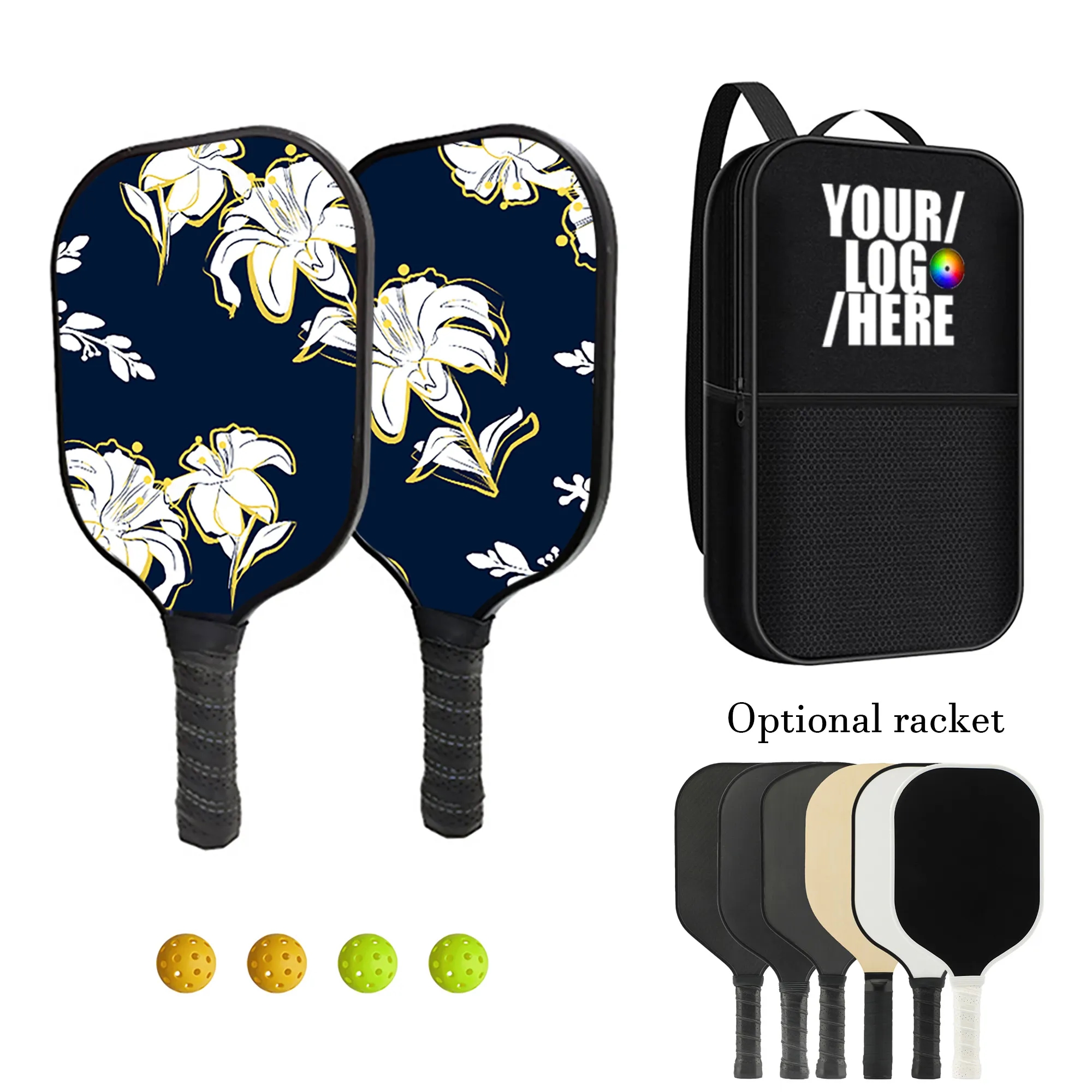 Full Color Fiberglass Pickleball Set