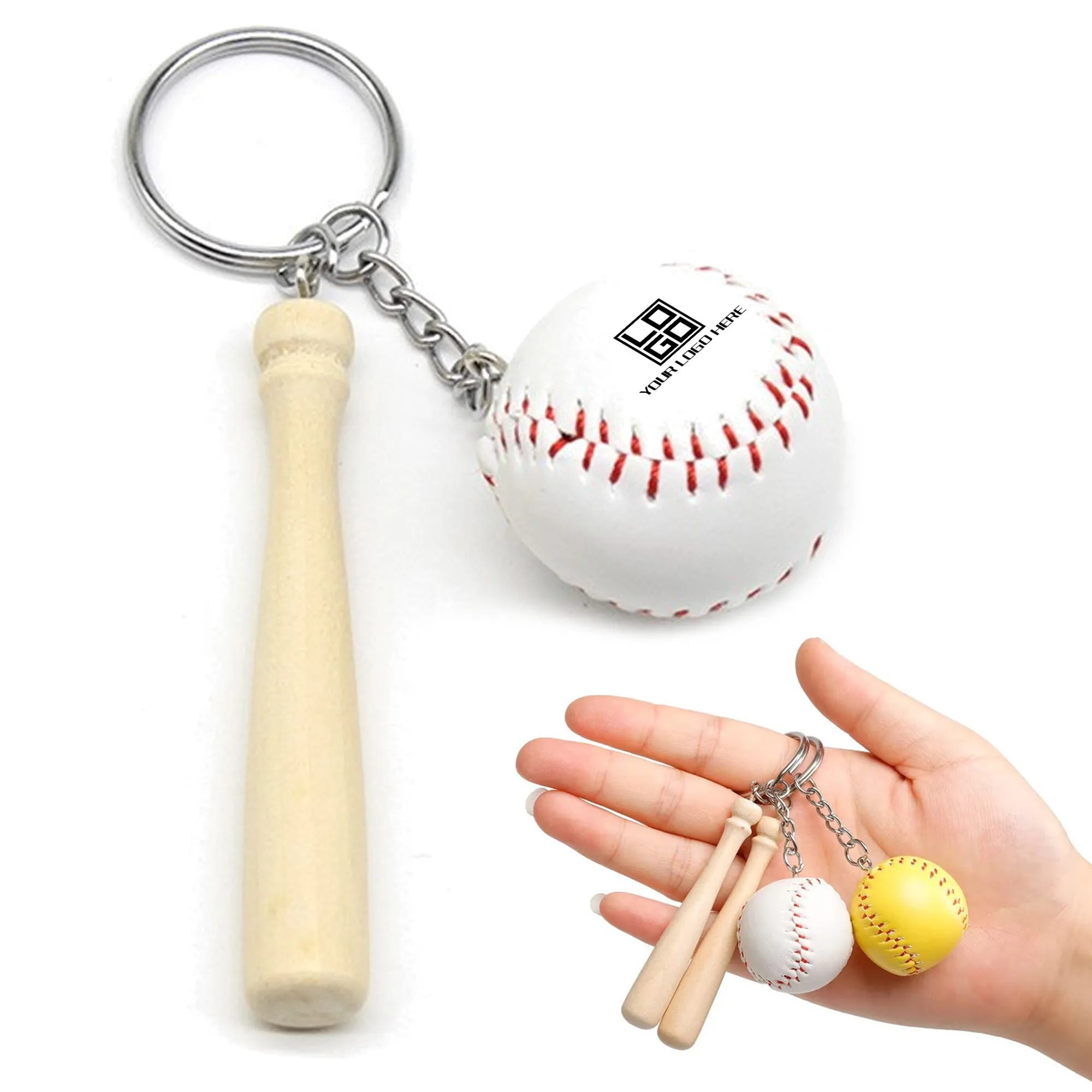 Wooden Baseball Bat Key Chain