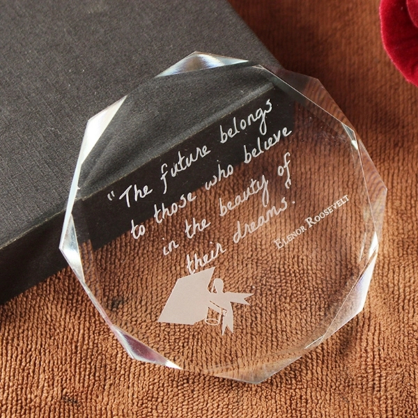 Octagon Bevel Crystal Paperweight 5