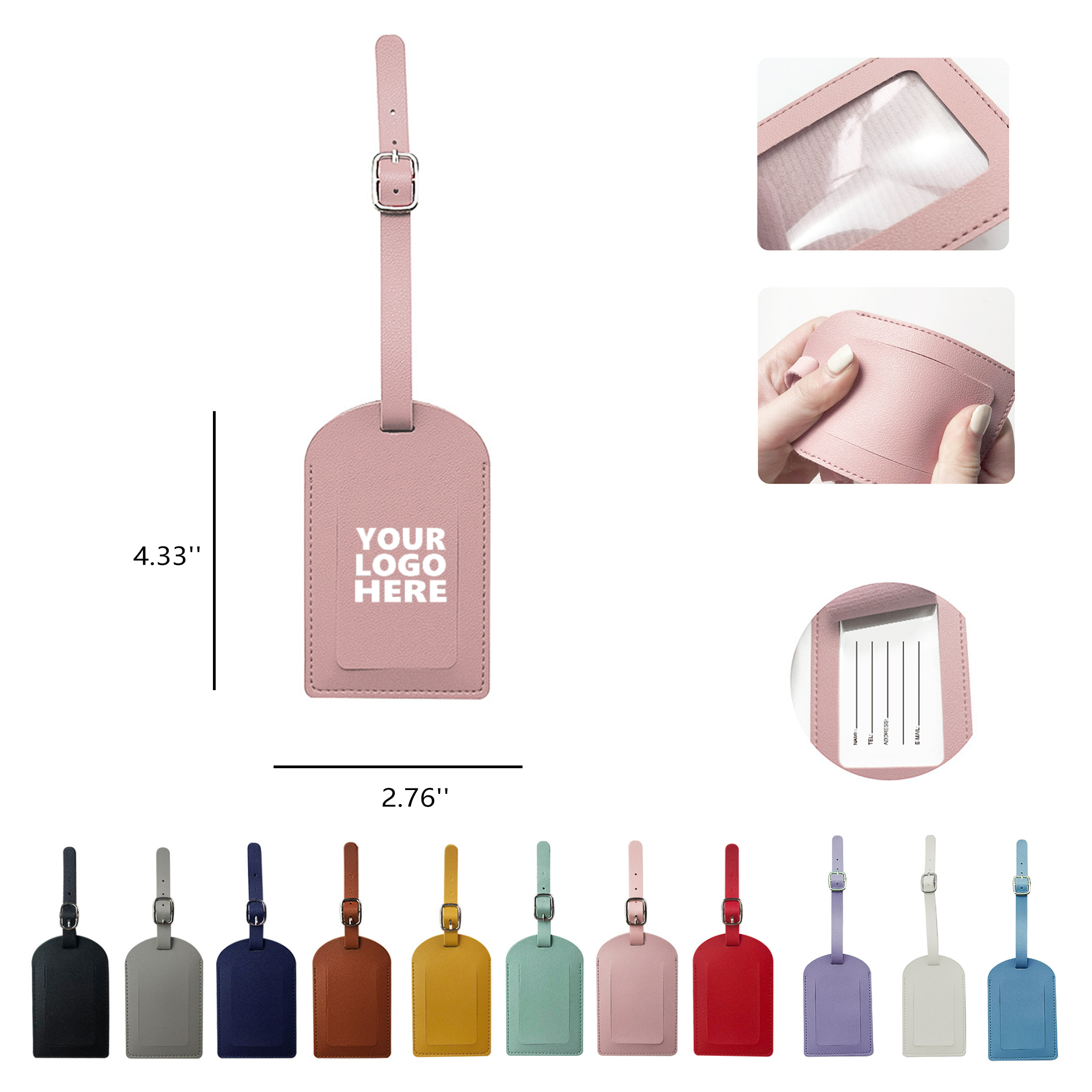 Custom Soft PU Luggage Tag with Privacy Cover MOQ50 2