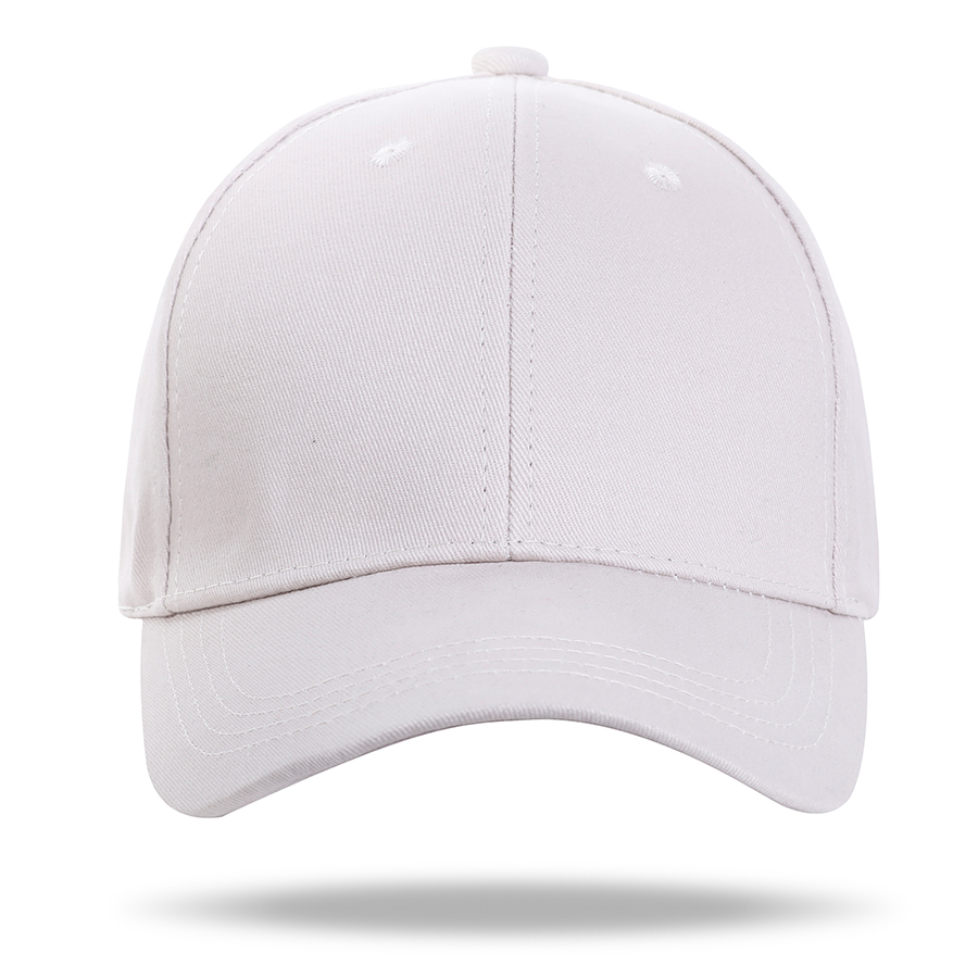 Stock Solid Color Cotton 6 Panel Cap, Double Buckle Back