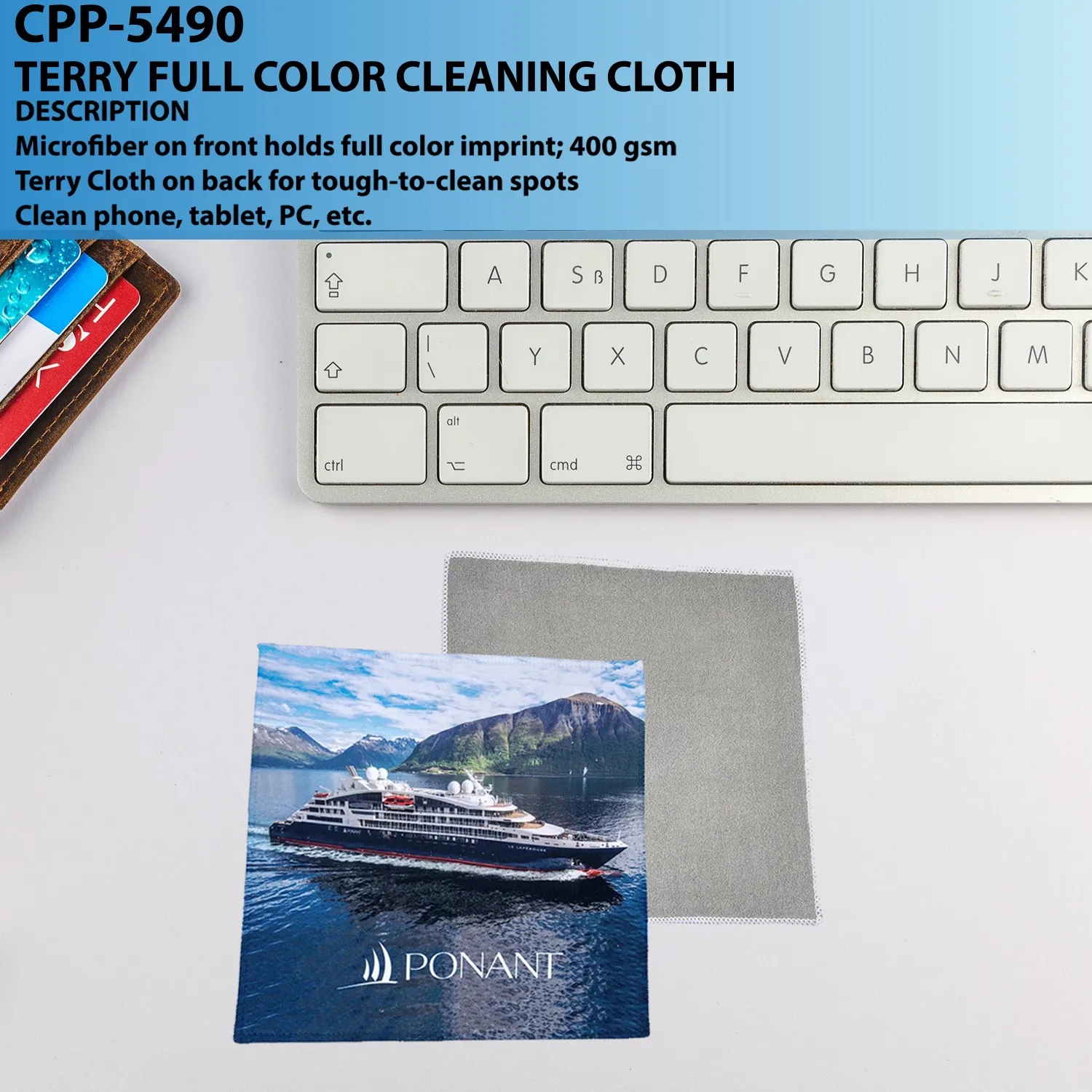 8 X 8 TERRY FULL COLOR CLEANING CLOTH 5