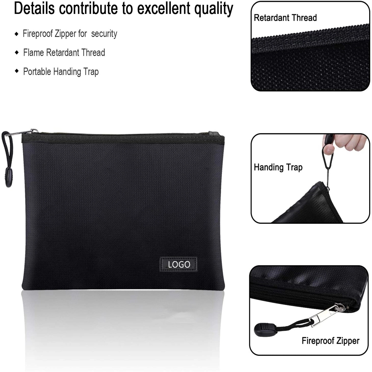 Fireproof Document Bags Safe Storage Pouch With Zipper 3