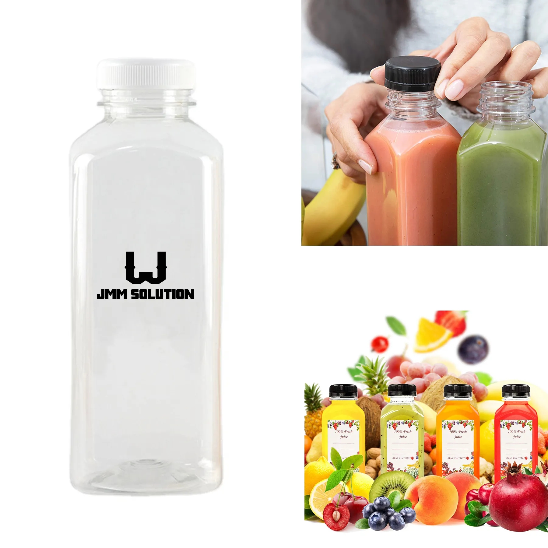 16 oz Empty Plastic Juice Bottles with Caps 2