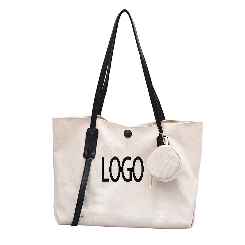 Washable Trendy Grocery/Shopping Canvas Tote Bags w/ Small Coin Purse 5