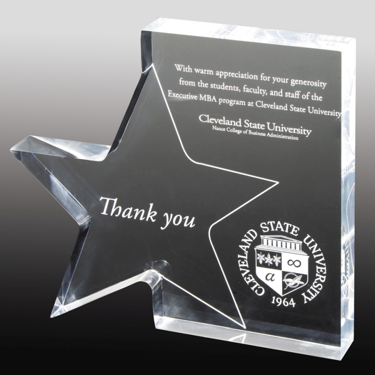 Standing Star Award (7 3/4" x 7" x 1") - Screen Printed 5